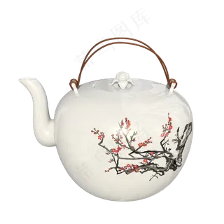 白色陶瓷梅花茶壶 白色陶瓷梅花茶壶