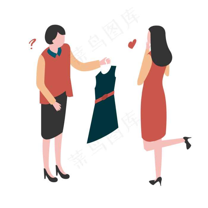 卡通插画风正在购物的女人