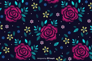 深色花卉装饰刺绣背景