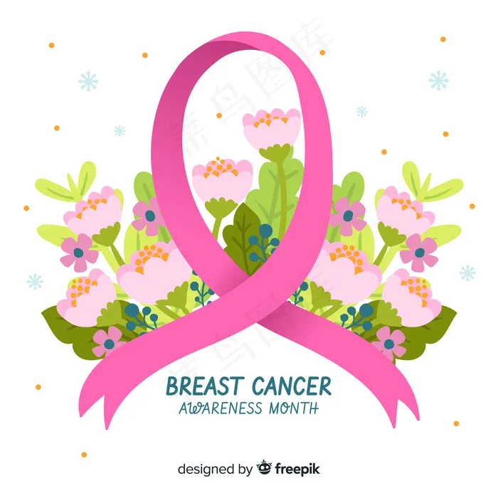 以鲜花为背景的乳腺癌意识符号eps,ai矢量模版下载
