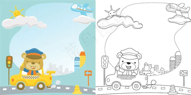 司机滑稽的黄色出租车 司机滑稽的黄色出租车