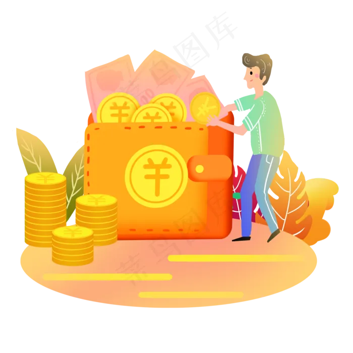 金融理财红包金币人物素材(2000X2000(DPI:300))psd模版下载