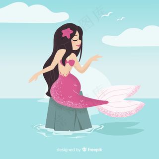手绘美丽美人鱼背景