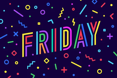 星期五。横幅banner，演讲泡泡，海报和排版