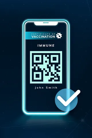 Covid-19 疫苗证书 qr 矢量智能技术图形