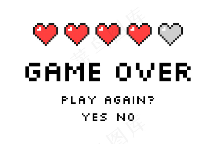 游戏结束了。像素艺术。复古游戏风格