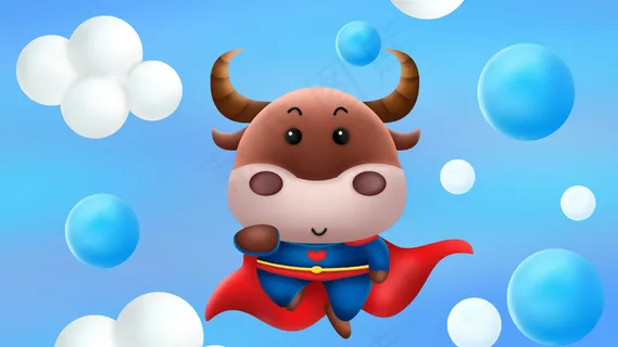 2021牛年握拳的超人牛