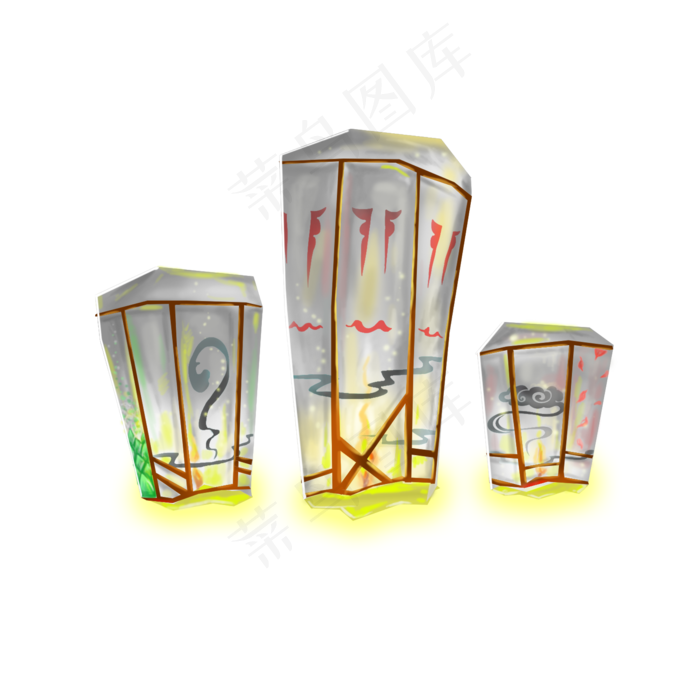 中国风中元节祈福孔明灯