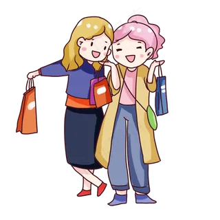 手绘卡通双十一购物女孩 手绘卡通双十一购物女孩