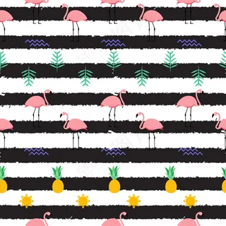 夏季粉红火烈鸟无缝图案背景。插图