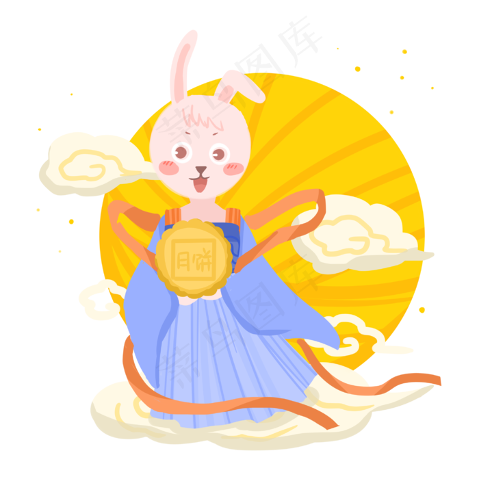 中秋节玉兔和月饼PNG素材(3000X3000(DPI:300))psd模版下载