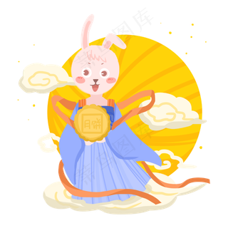 中秋节玉兔和月饼PNG素材