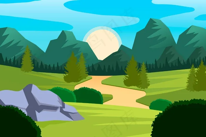 自然景观.视频会议背景eps,ai矢量模版下载