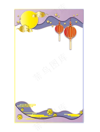 中秋节八月十五明月灯笼方形边框