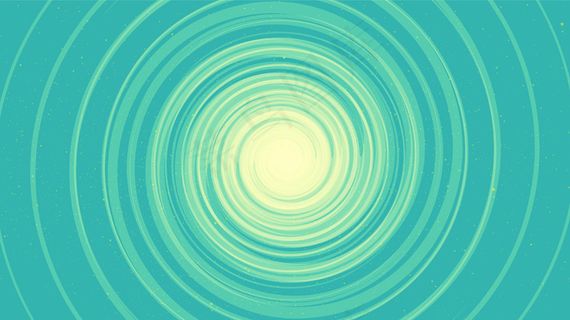 软蓝色星系背景上的滑稽螺旋黑洞。