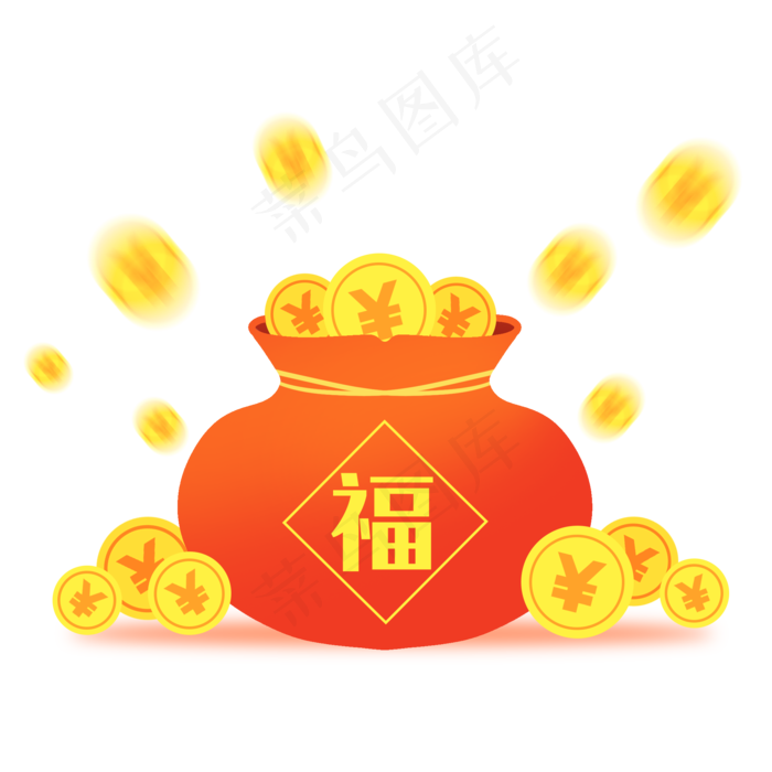 电商促销金币福袋(2000X2000(DPI:300))psd模版下载
