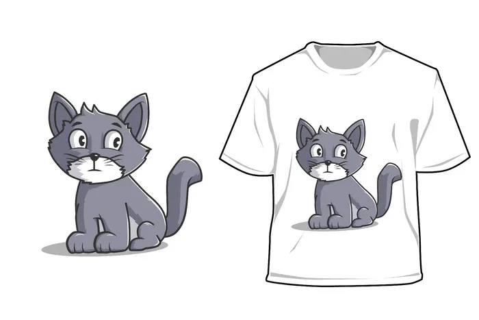样机坐猫卡通插图eps,ai矢量模版下载