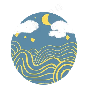 中国风圆蓝色元素