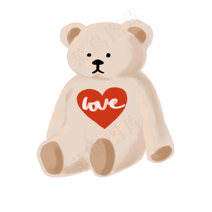 情人节浪漫LOVE熊手绘插画