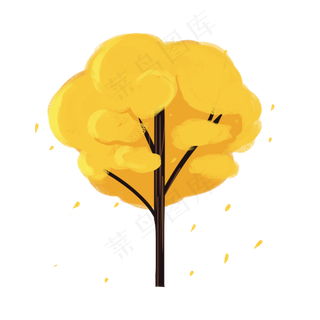 立秋黄色小树落叶