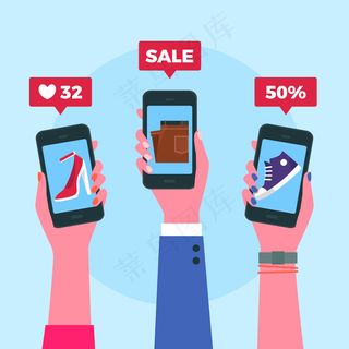 社交媒体营销手机概念