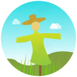 24节气之秋分季节稻草人可商用