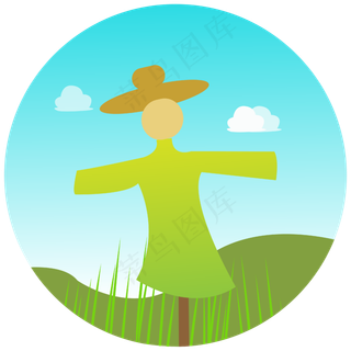 24节气之秋分季节稻草人可商用