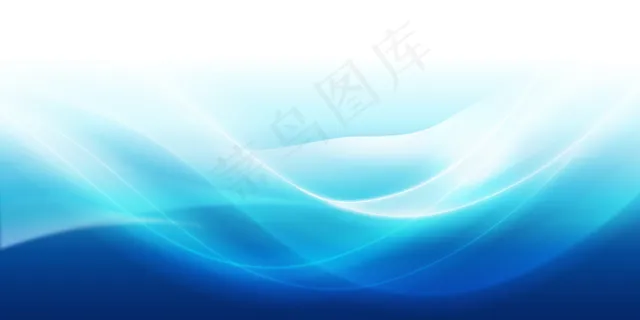 抽象蓝色波浪形，带模糊光线曲线背景