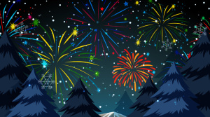 庆祝烟花汇演的森林