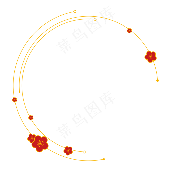 中式烫金圆弧梅花边框(3544*3544px 300 dpi )ai矢量模版下载