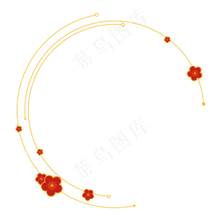 中式烫金圆弧梅花边框