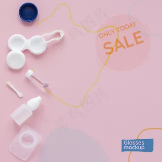 顶视图光学静物组成与销售模型样机