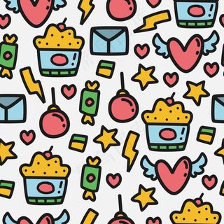 瓦伦丁的卡通涂鸦图案模板