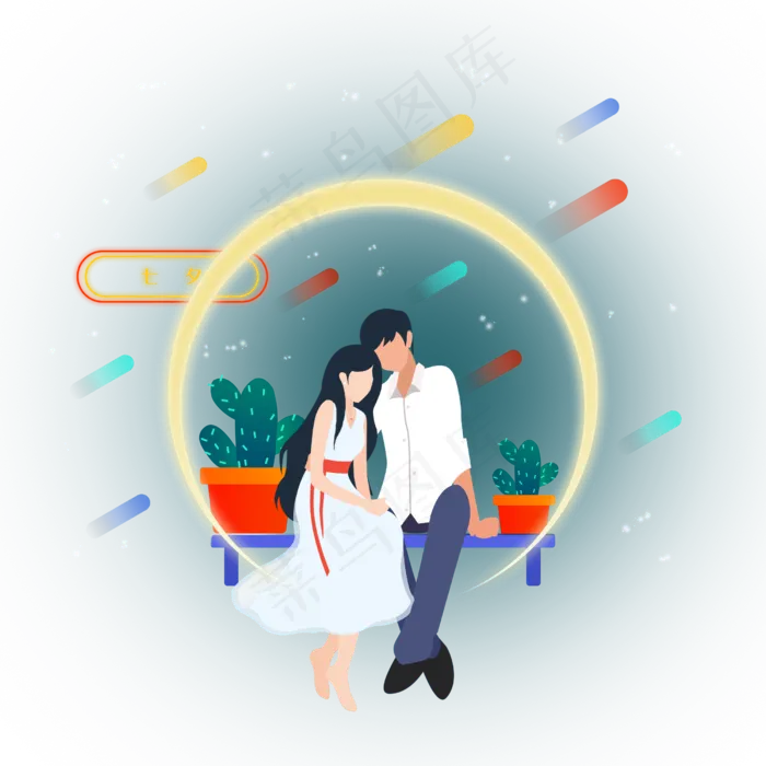 七夕情人节牛郎织女(2500X2500(DPI:300))psd模版下载