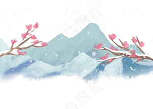 冬天梅花雪山雪景
