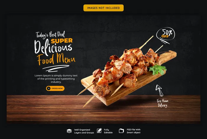 美食菜单和餐厅网页横幅banner模板psd模版下载