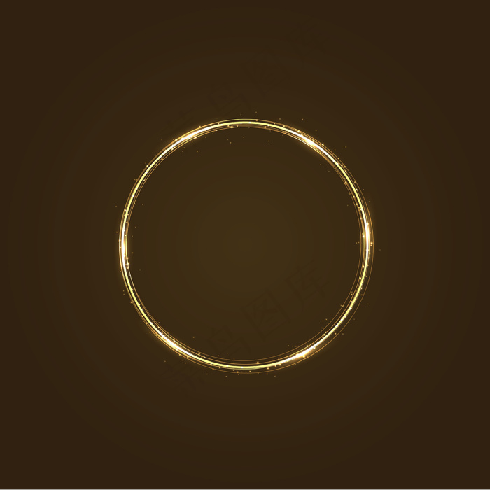 具有灯光效果的圆形框架。一颗金色的彗星，尾巴上闪烁着星尘的光芒