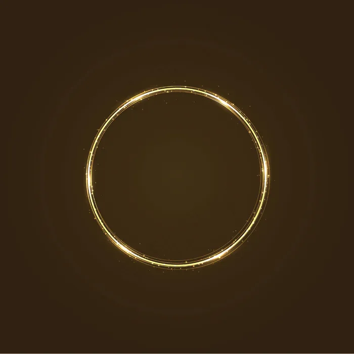 具有灯光效果的圆形框架。一颗金色的彗星，尾巴上闪烁着星尘的光芒eps,ai矢量模版下载