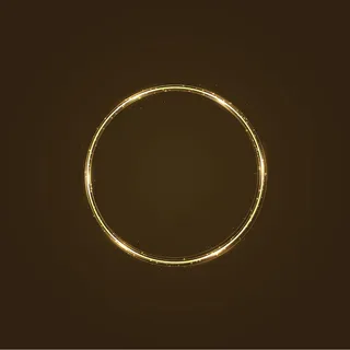 具有灯光效果的圆形框架。一颗金色的彗星，尾巴上闪烁着星尘的光芒