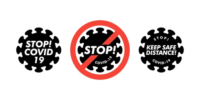 带有红色禁止标志的冠状病毒图标，2019-ncov 新型冠状病毒细菌。没有感染和停止冠状病毒的概念。危险的冠状病毒细胞。孤立的矢量图标