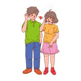 七夕情人节情侣谈恋爱一见钟情