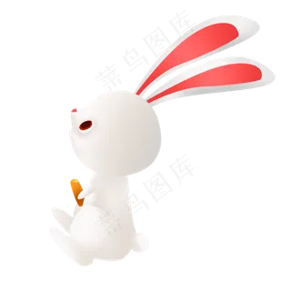 一只吃月饼的小白兔免扣图