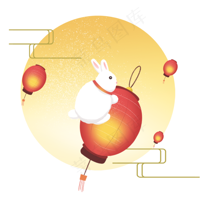 中秋节节日中秋佳节云兔子月亮灯(2362X2362(DPI:300))psd模版下载