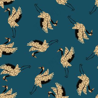 米色鹤鸟图案