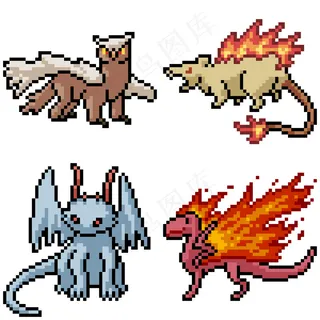 像素艺术集孤立的幻想怪物