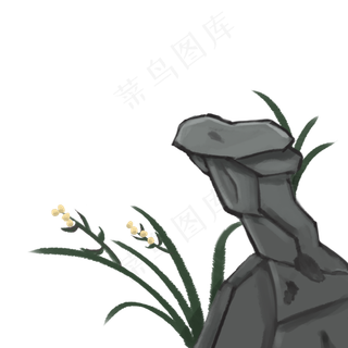 水墨古风假山石头