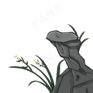 水墨古风假山石头