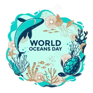 手工绘制世界海洋日概念