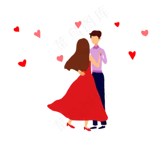 手绘卡通情侣人物