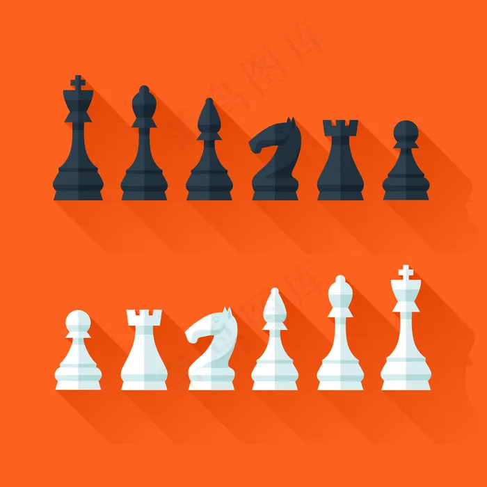 国际象棋数字集现代风格的概念和网络。插图